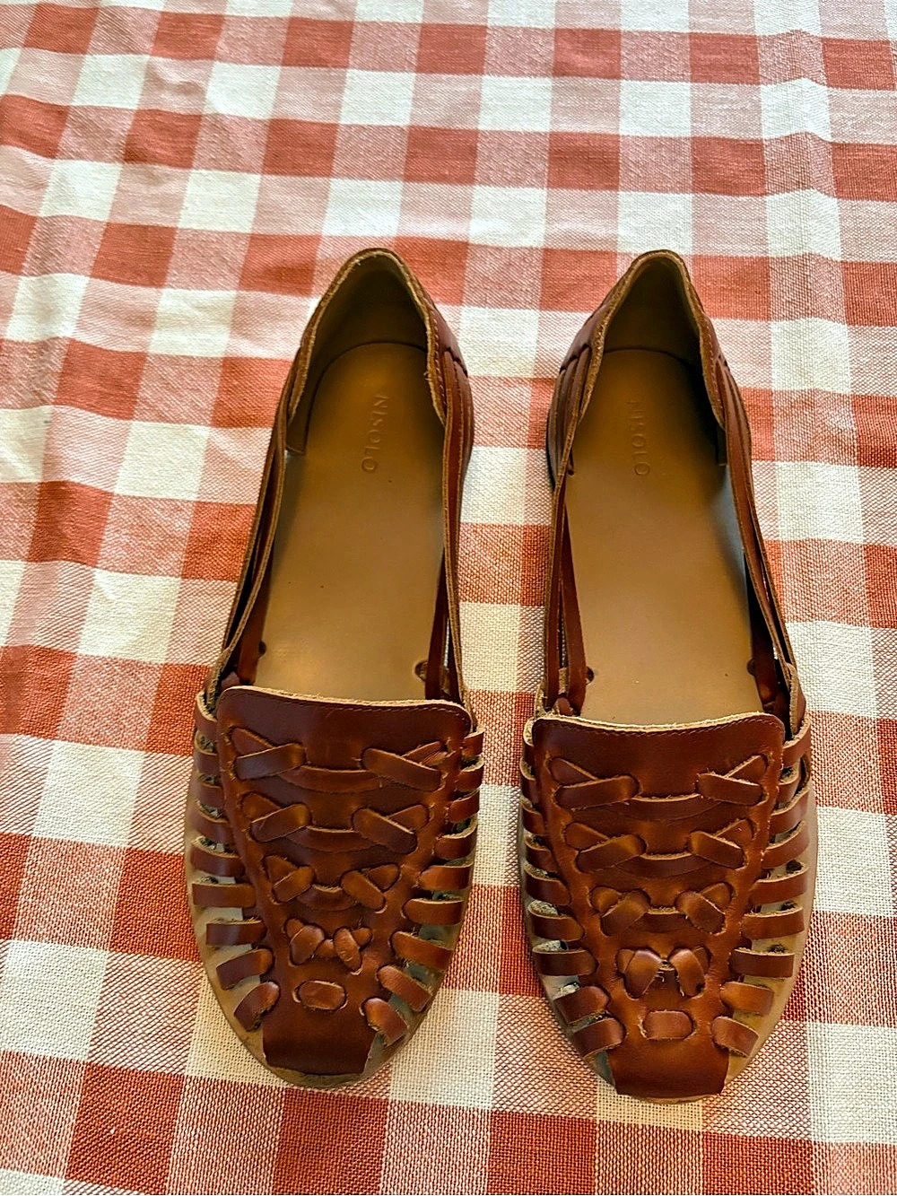 Nisolo Huaraache Flat Leather Flats in Brown US 9